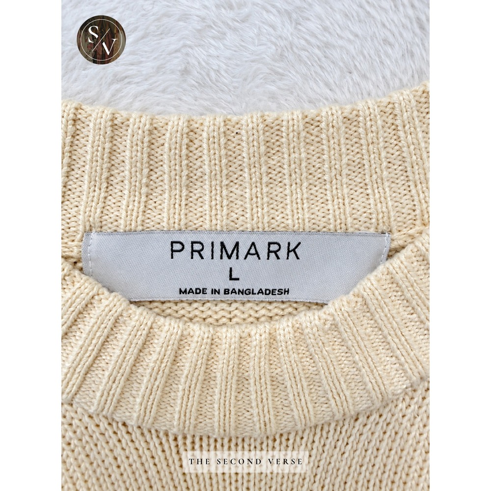Primark Womens Large Cream Oversized Crewneck Sweater Minimalist Slouchy - Picture 5 of 9